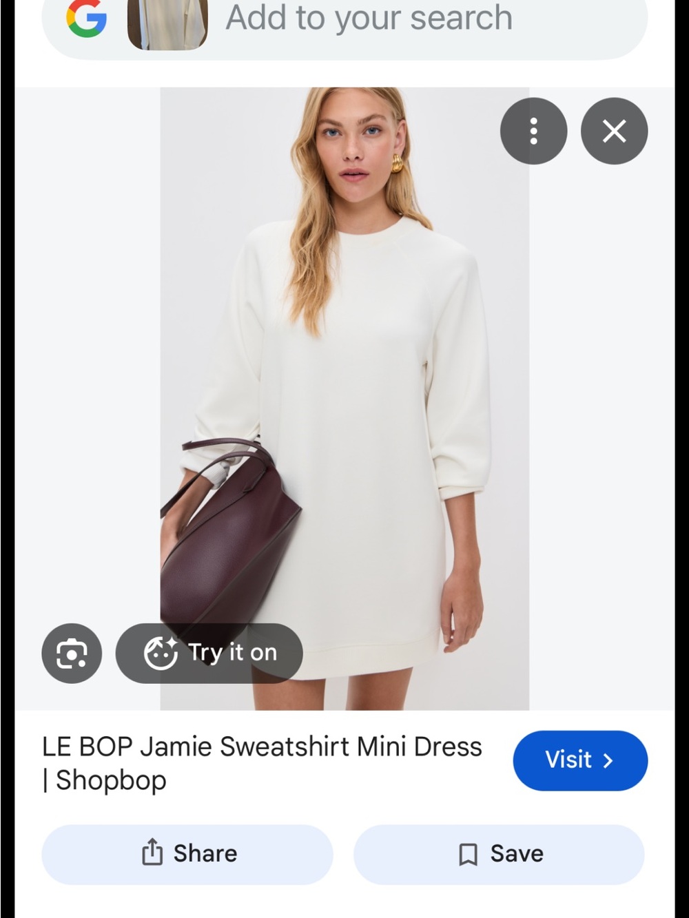 Jamie Sweatshirt Mini Dress in White